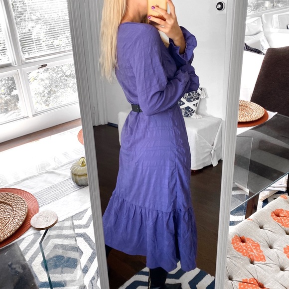 💜 SHEIN BOHO PURPLE RUFFLE LONG SLEEVE MAXI DRESS! - Picture 3 of 12